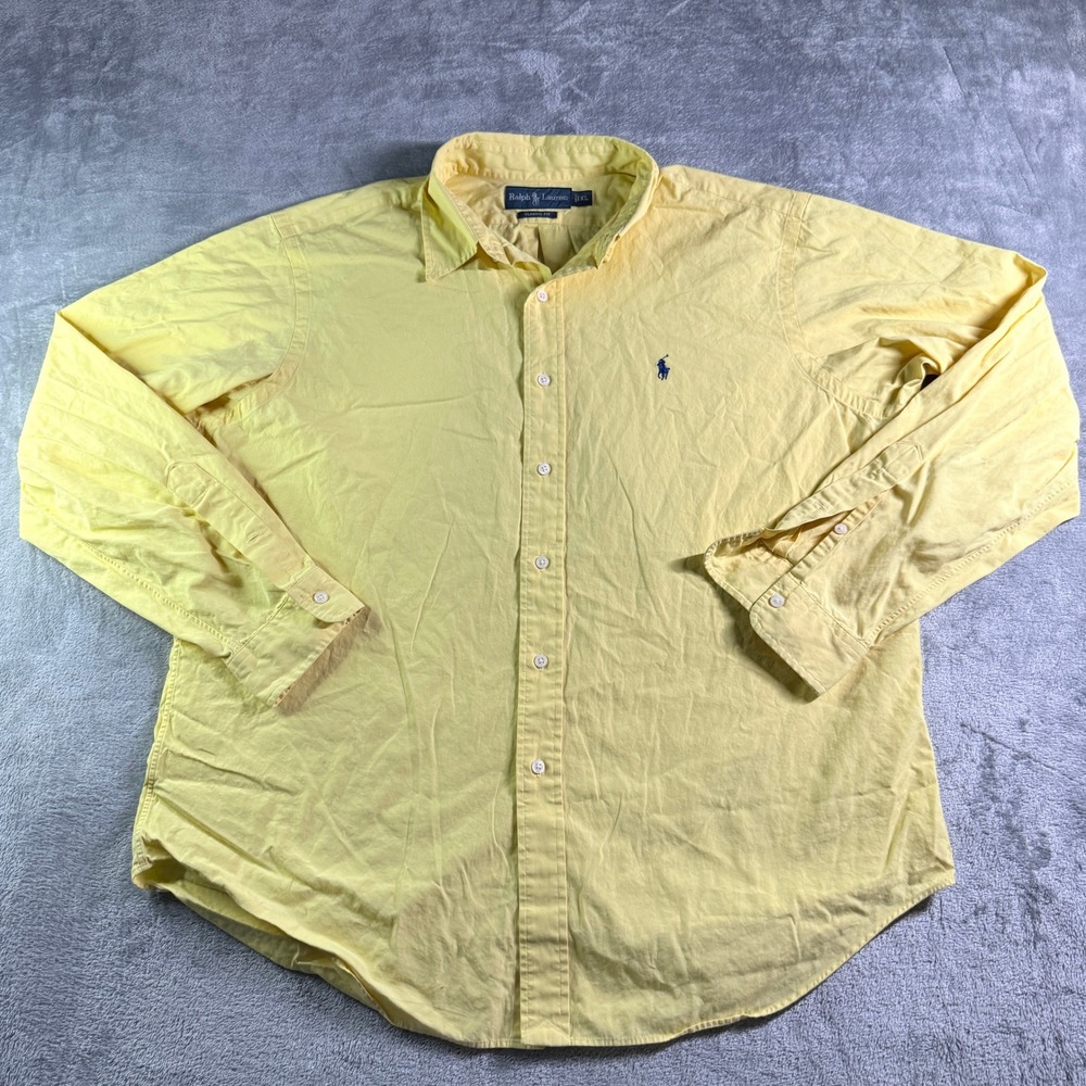 VTG Polo Ralph Lauren Classic Fit Button Down Shirt Mens XL Yellow